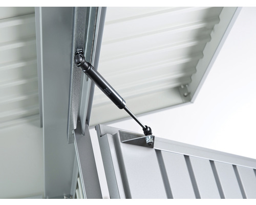 Imagine detaliată a unui amortizor pe gaz pe o structură metalică