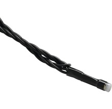 Prim-plan cu un cablu electric negru cu lampă LED