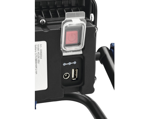 Imagine detaliată a unei lămpi de lucru cu întrerupător, indicator de încărcare și port USB