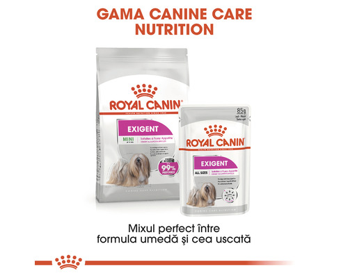 Royal Canin Exigent Mini și Royal Canin Exigent hrană umedă pentru câini