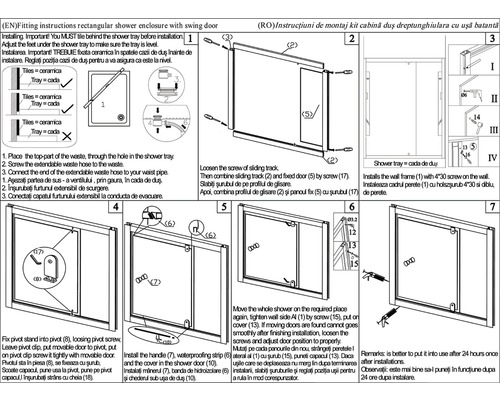 Instructiuni de montaj cabina dus dreptunghiulara cu usa batanta