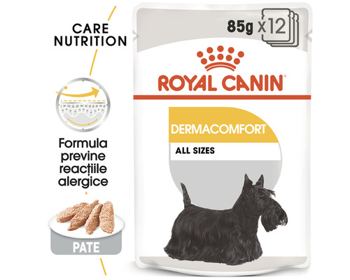 Hrană pentru câini Royal Canin Dermacomfort pentru toate dimensiunile, 85 de grame ori 12