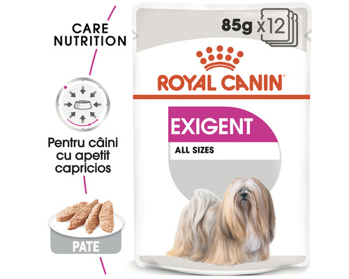 Hrană umedă Royal Canin Exigent pentru câini, 85 grame de 12