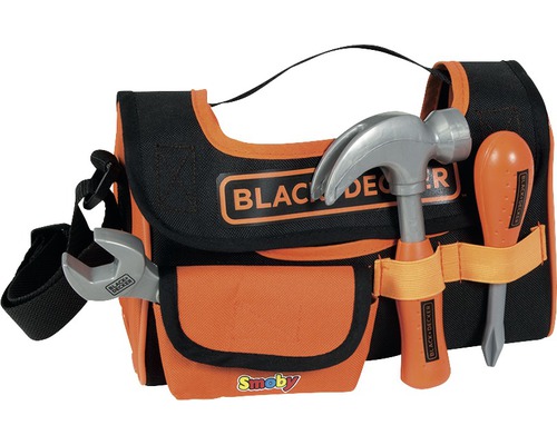 Geantă de scule Black plus Decker cu ciocan, șurubelniță și cheie