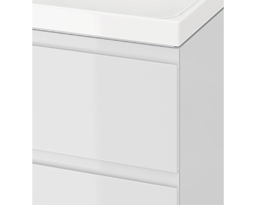 Prim-plan cu dulap de bază alb pentru lavoar cu două sertare