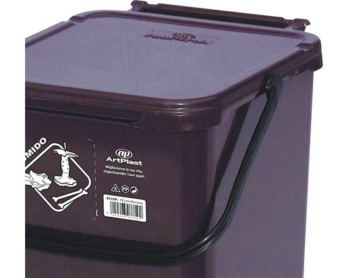 Găleată din plastic cu capac și mâner pentru deșeuri organice