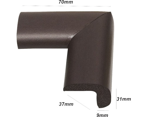 Profil de protecție pentru colțuri cu dimensiunile de 70 x 37 x 31 milimetri