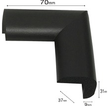 Protecții colțuri mobilă CAR-BOY 70x37x31x9 mm, negru, autoadezive, pachet 4 bucăți