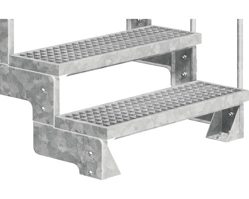 Scară metalică cu două trepte și tablă striată antiderapantă