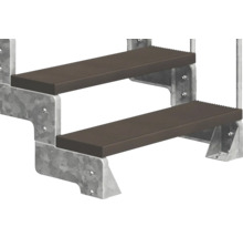 Scară cu două trepte din metal cu trepte maro