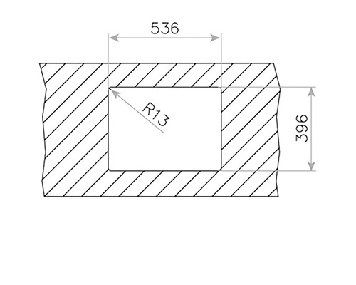 Desen tehnic cu dimensiunile 536, 396 și R13
