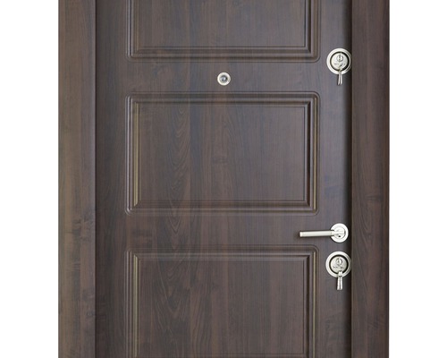 Ușă din lemn cu vizor, mâner și chei