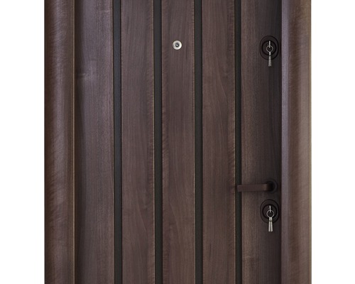 Ușă din lemn cu vizor, mâner și chei