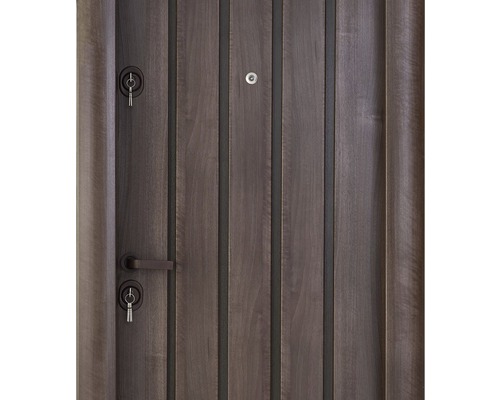 Ușă din lemn cu vizor, mâner și chei