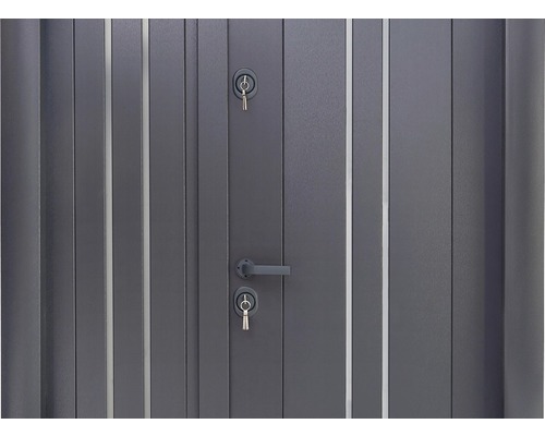 Ușă de siguranță gri cu chei și mâner