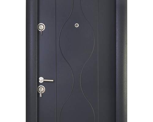 Prim-plan cu o ușă cu mâner, găuri de chei și elemente decorative