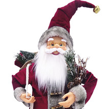 Moș Crăciun decorativ cu rucsac și decorațiuni pentru pomul de Crăciun pentru perioada Crăciunului
