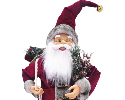 Moș Crăciun decorativ cu rucsac și decorațiuni pentru pomul de Crăciun pentru perioada Crăciunului