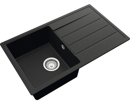 Chiuvetă de bucătărie neagră cu picurător