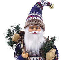 Figurină decorativă Moș Crăciun cu căciulă, barbă și cadouri