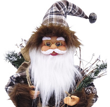 Moș Crăciun decorativ cu pălărie în carouri și barbă albă ca decorațiune festivă
