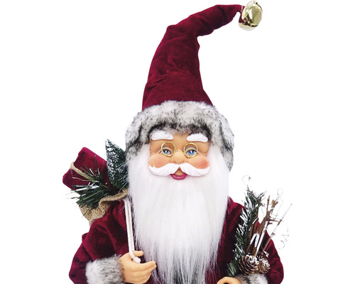 Figurină Moș Crăciun cu sac și brad ca decorație