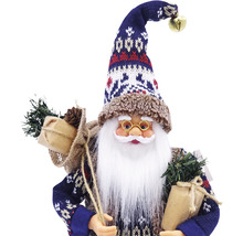 Moș Crăciun decorativ cu cadouri și căciulă tricotată ca decorațiune festivă