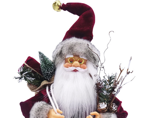Moș Crăciun decorativ cu cadouri și brad
