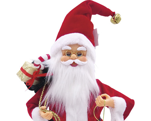 Figurină Moș Crăciun cu cadouri și haină roșie