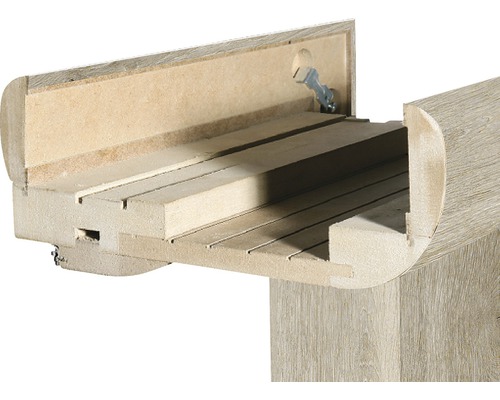 Vizualizare detaliată a tocului ușii în secțiune transversală