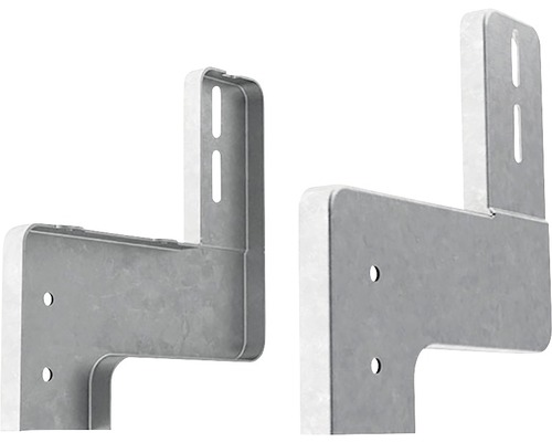 Două suporturi metalice cu găuri de fixare