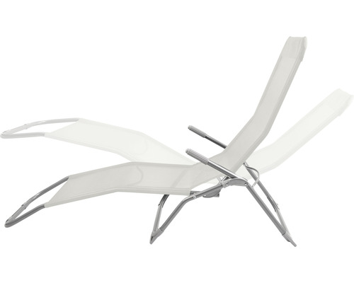 Șezlong de grădină reglabil cu cadru metalic și tapițerie textilă