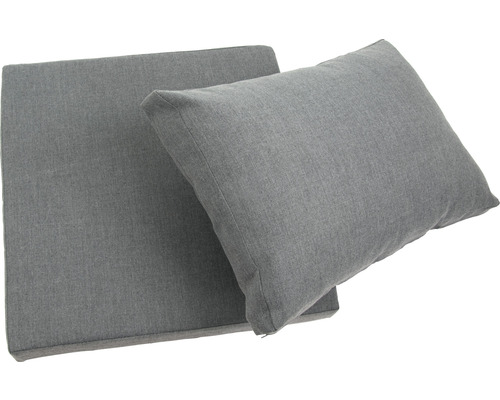 Pernă de șezut și pernă de spătar gri pentru mobilier de grădină