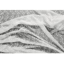 Material decorativ alb, transparent, cu model floral