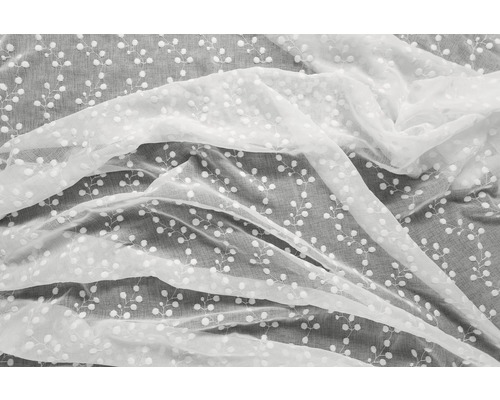 Material decorativ alb, transparent, cu model floral