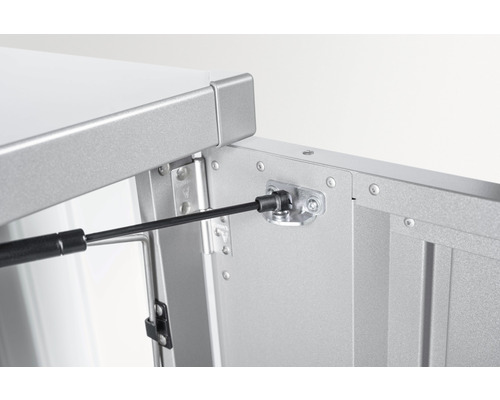 Vizualizare detaliată a unui dulap deschis cu arc pe gaz