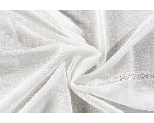 Material perdea alb cu bordură decorativă