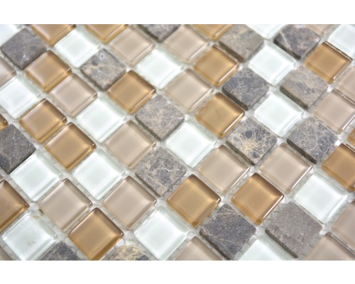Placă de mozaic cu elemente pătrate din sticlă și piatră