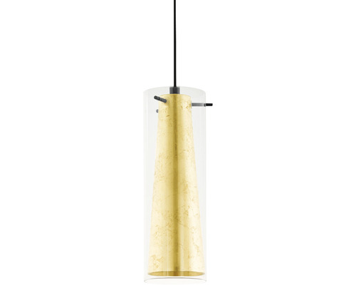 Lampa suspendată cu cilindru de sticlă și element decorativ