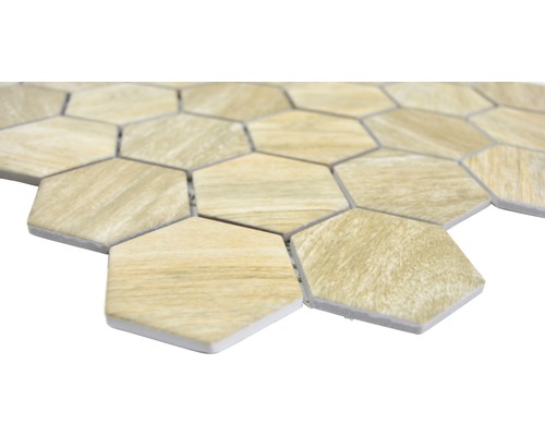 Plasă de plăci mozaic hexagonale cu aspect de lemn