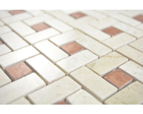 Placă de mozaic cu pietre dreptunghiulare și pătrate