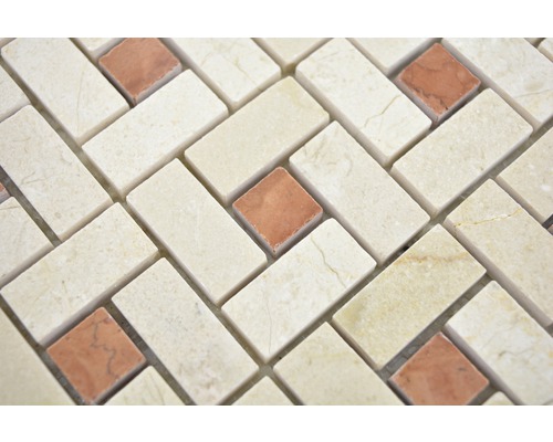 Placă mozaic din piatră naturală cu model herringbone