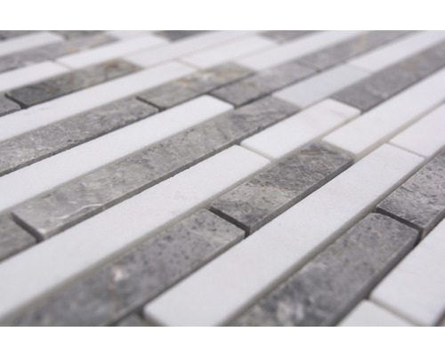 Plăci de mozaic din marmură de culoare gri și albă