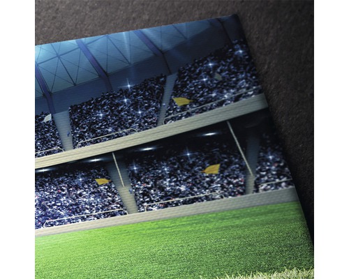 Imagine a unui stadion de fotbal cu gazon și tribune