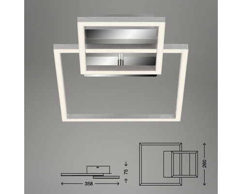 Plafonieră pătrată cu iluminare LED și indicații de dimensiuni