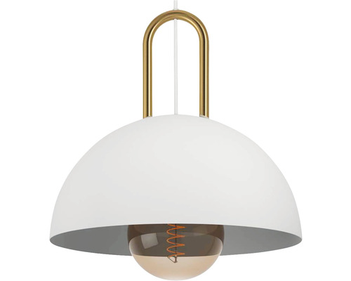 Lampa suspendată cu elemente metalice și un abajur