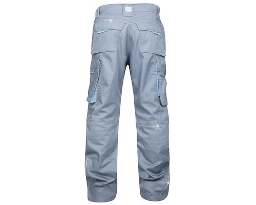 Pantaloni de lucru gri cu buzunare multiple, vedere din spate