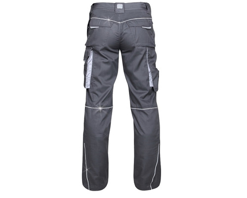 Pantaloni de lucru gri cu buzunare și benzi reflectorizante