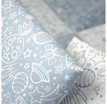 Panou decorativ tapițat Cosmos alb/albastru 30x30 cm, set 4 buc.