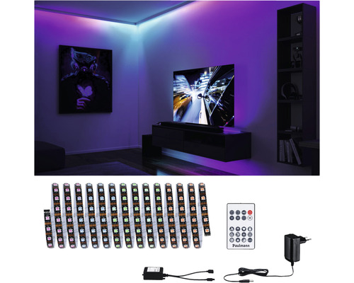 Cameră de zi cu iluminare indirectă prin benzi LED, inclusiv telecomandă, sursă de alimentare și control